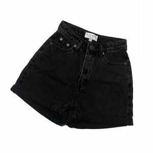 MESHKI High Waist Black Denim Shorts
